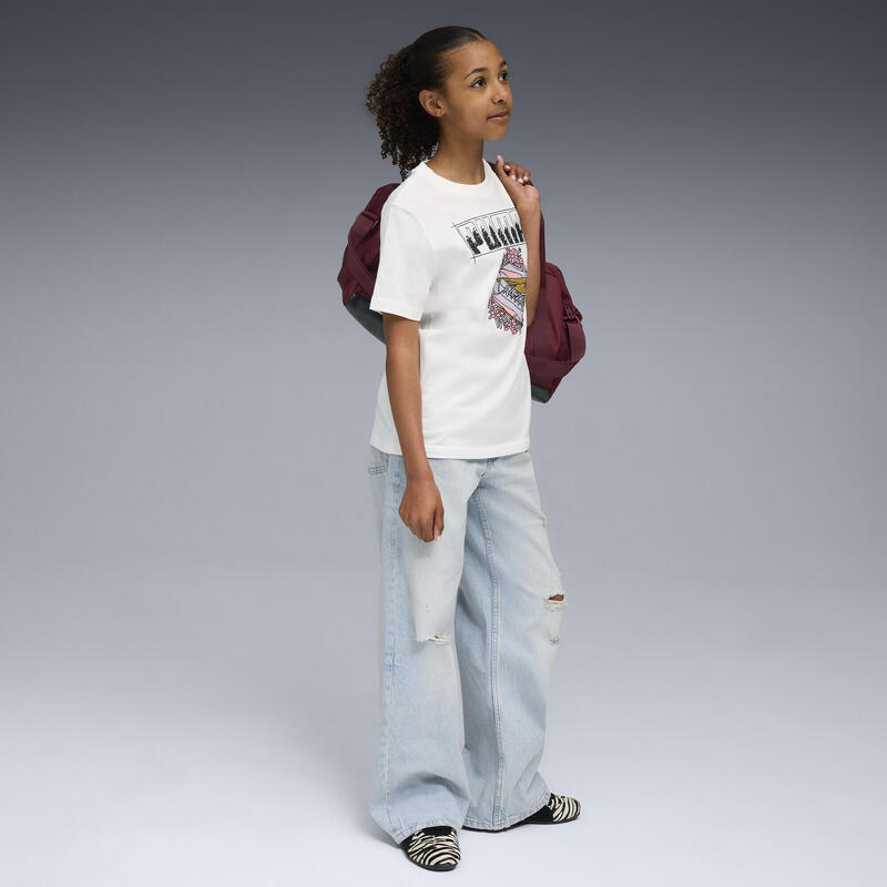 Młodzieżowa koszulka z grafiką sneakersów PUMA White