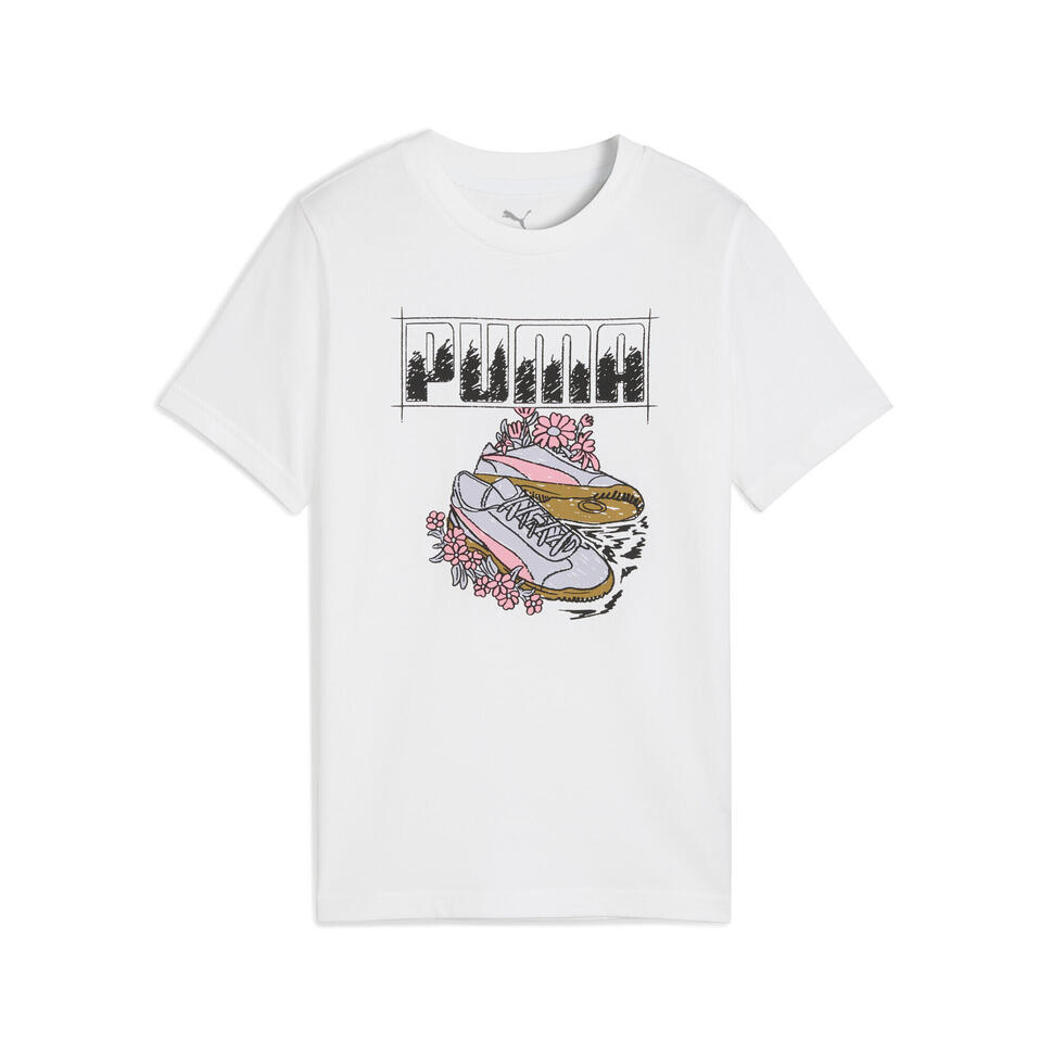 Młodzieżowa koszulka z grafiką sneakersów PUMA White