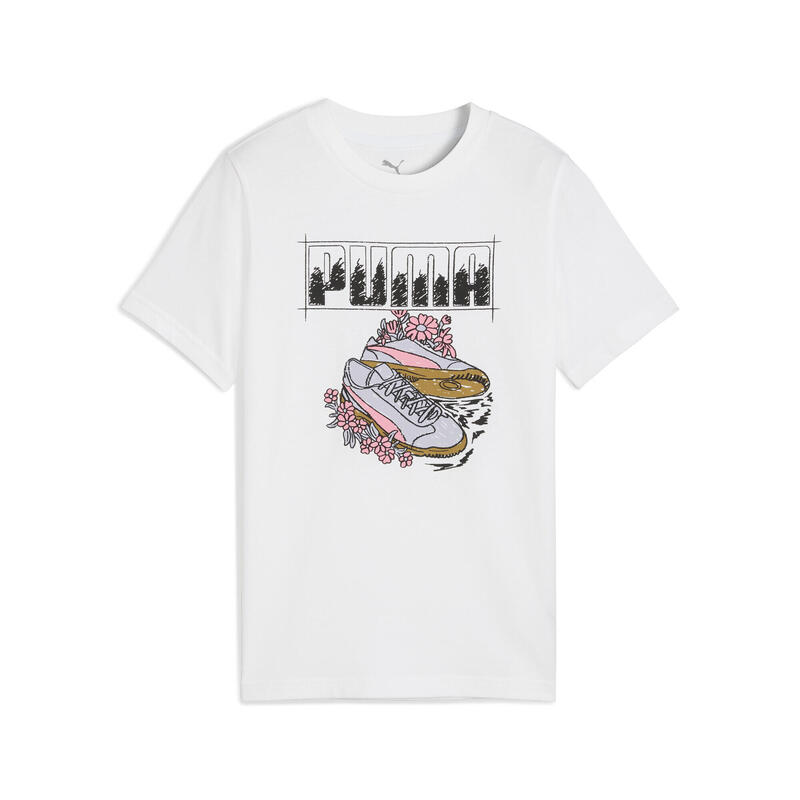 Młodzieżowa koszulka z grafiką sneakersów PUMA White