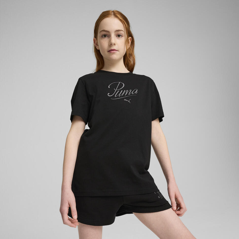 Młodzieżowa koszulka Essentials Script PUMA Black