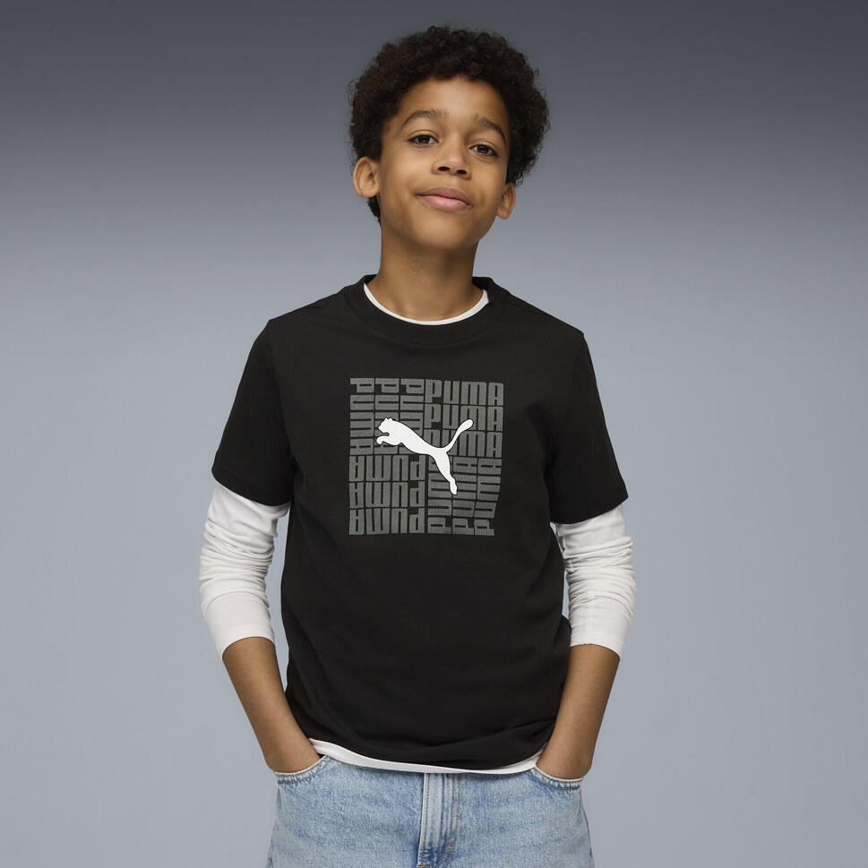 Młodzieżowa koszulka o kwadratowym kroju z grafiką PUMA Black