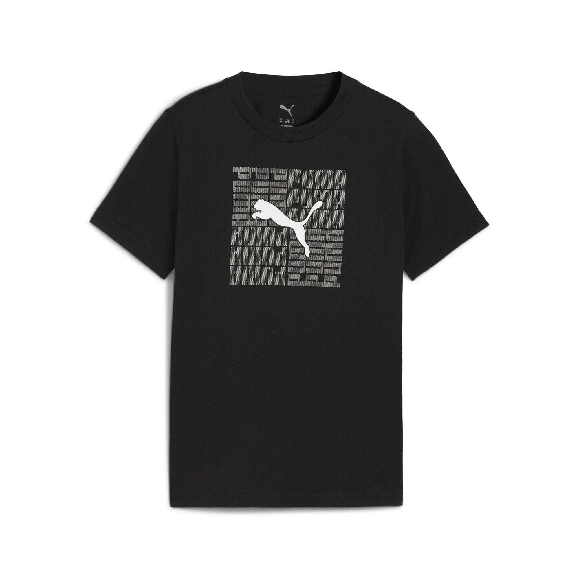 Młodzieżowa koszulka o kwadratowym kroju z grafiką PUMA Black