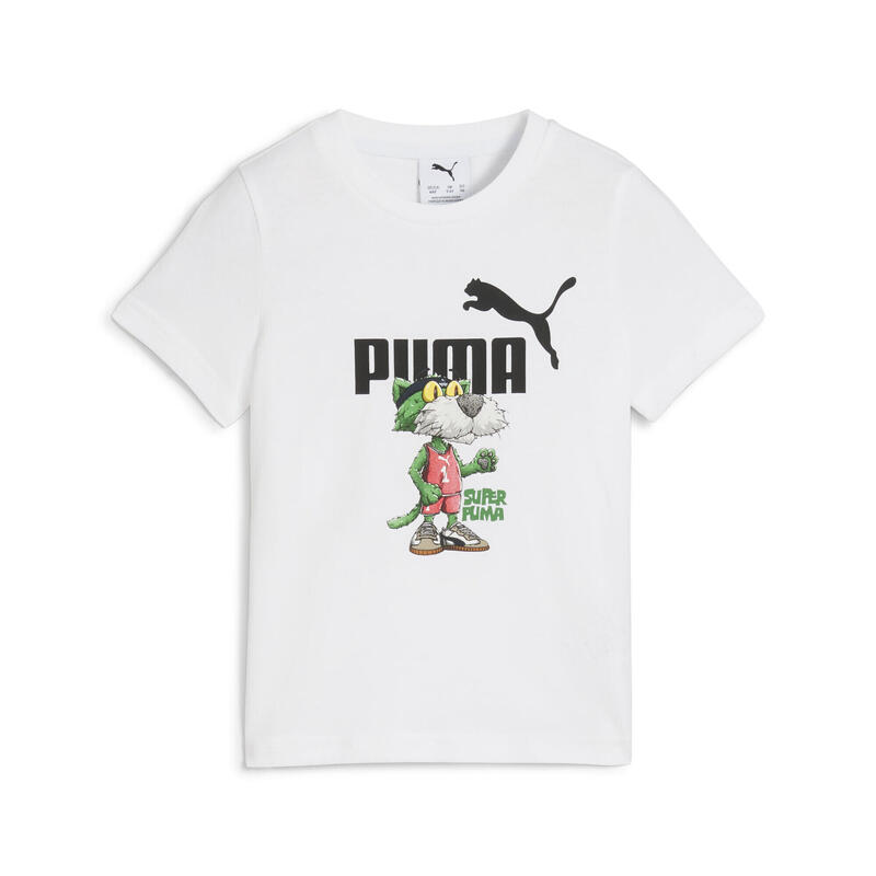Dziecięca koszulka Super PUMA z grafiką PUMA White