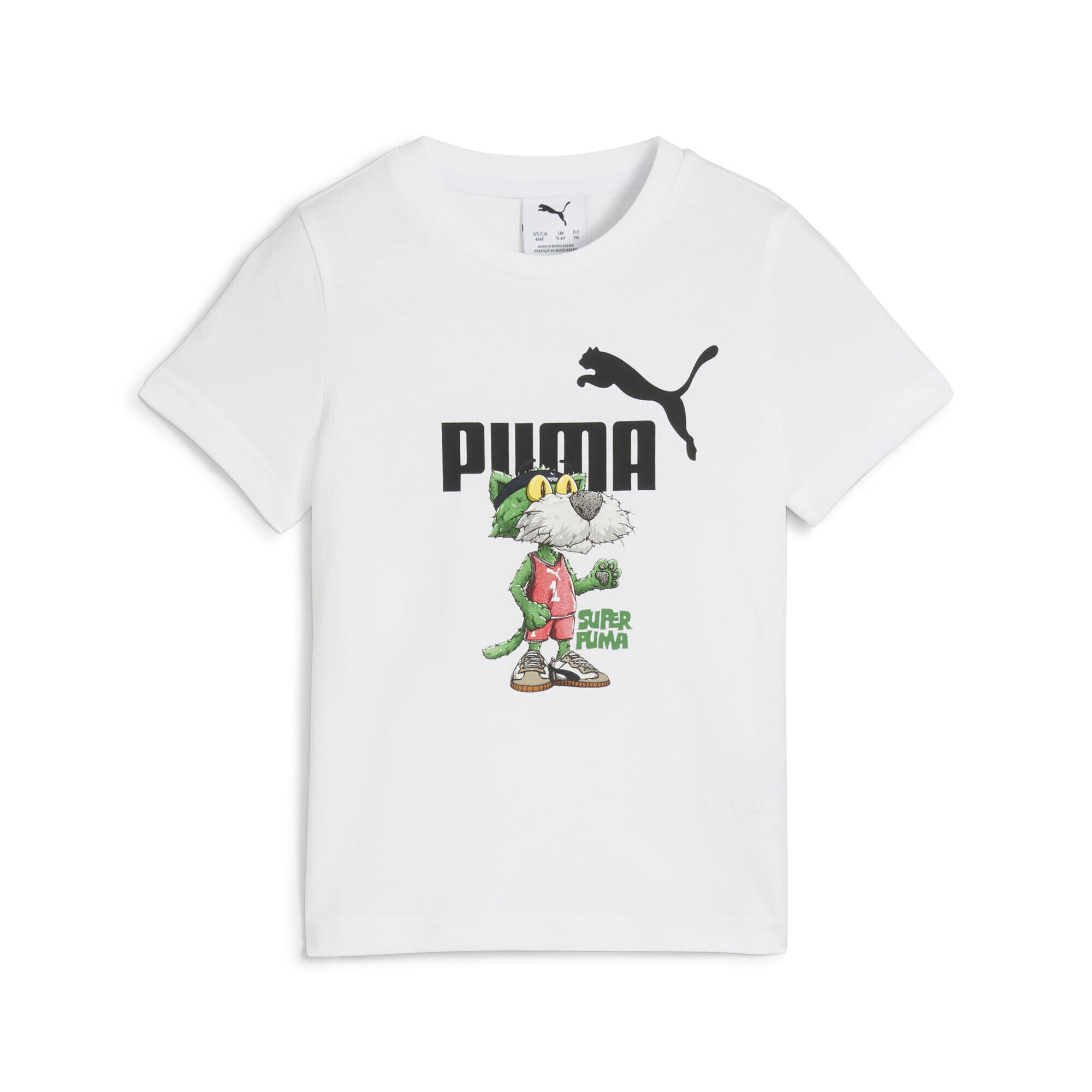 Dziecięca koszulka Super PUMA z grafiką PUMA White