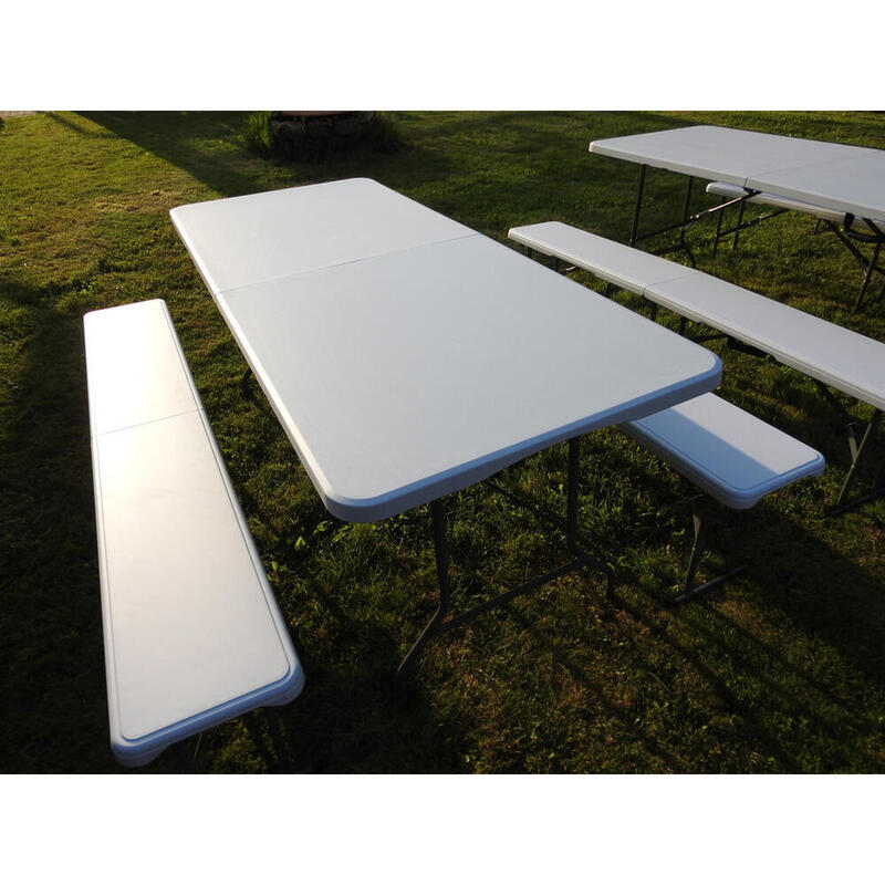 Set masă și bănci pliabile - plastic - 183x130 cm
