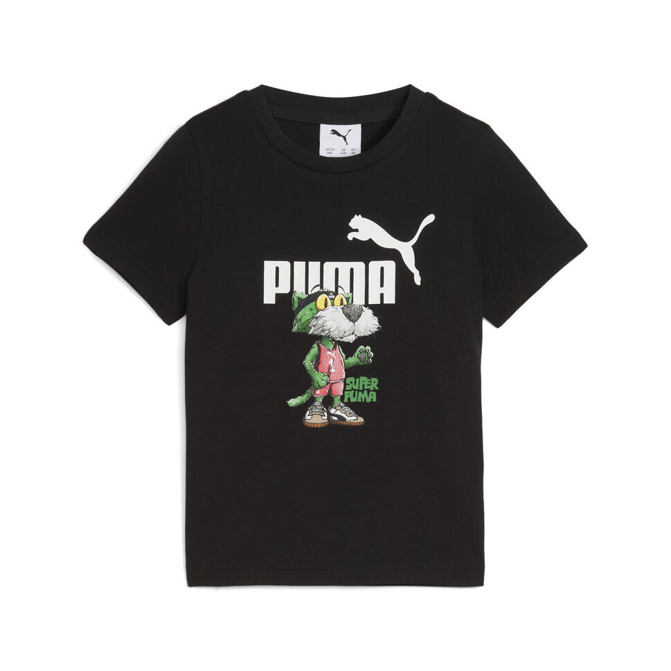 Dziecięca koszulka Super PUMA z grafiką PUMA Black