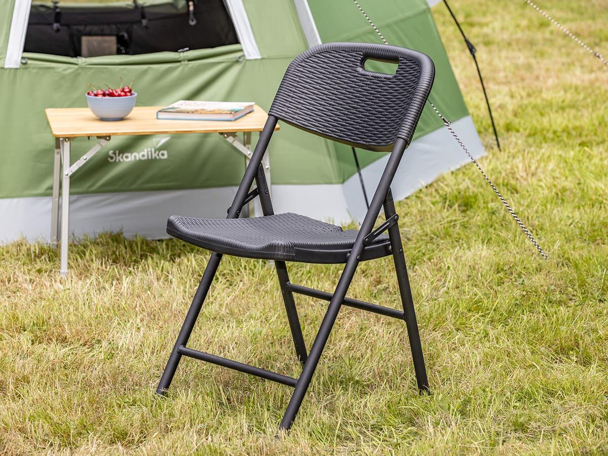 Sedia pieghevole Masi - Set da 4 in rattan nero - Altezza seduta 45 cm - Leggera 6/7