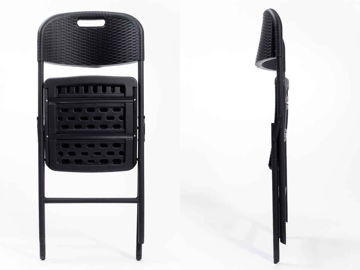 Sedia pieghevole Masi - Set da 4 in rattan nero - Altezza seduta 45 cm - Leggera 7/7