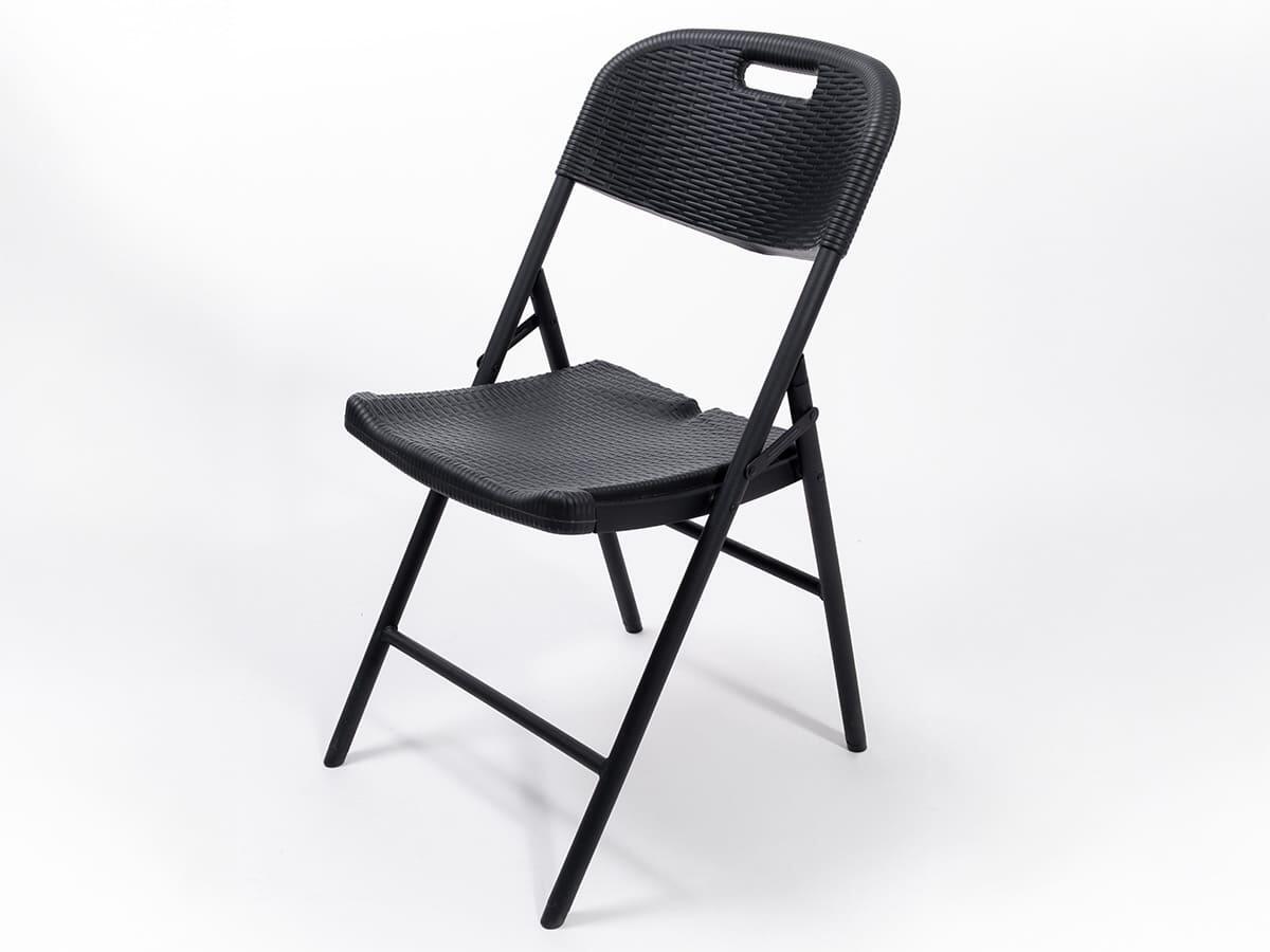Sedia pieghevole Masi - Set da 4 in rattan nero - Altezza seduta 45 cm - Leggera 3/7