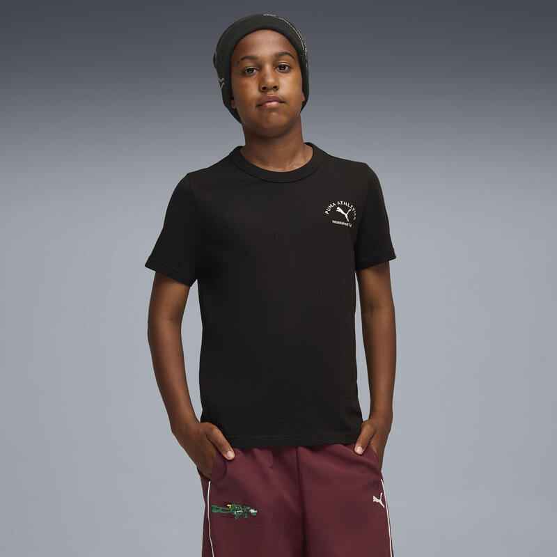 Tricou fitness copii mânecă scurtă, imprimeu Class Graphic, negru PUMA