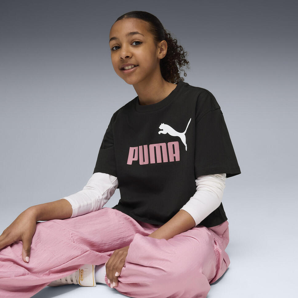 Młodzieżowa krótka koszulka Essentials 2 Colour z logo PUMA No. 1 PUMA
