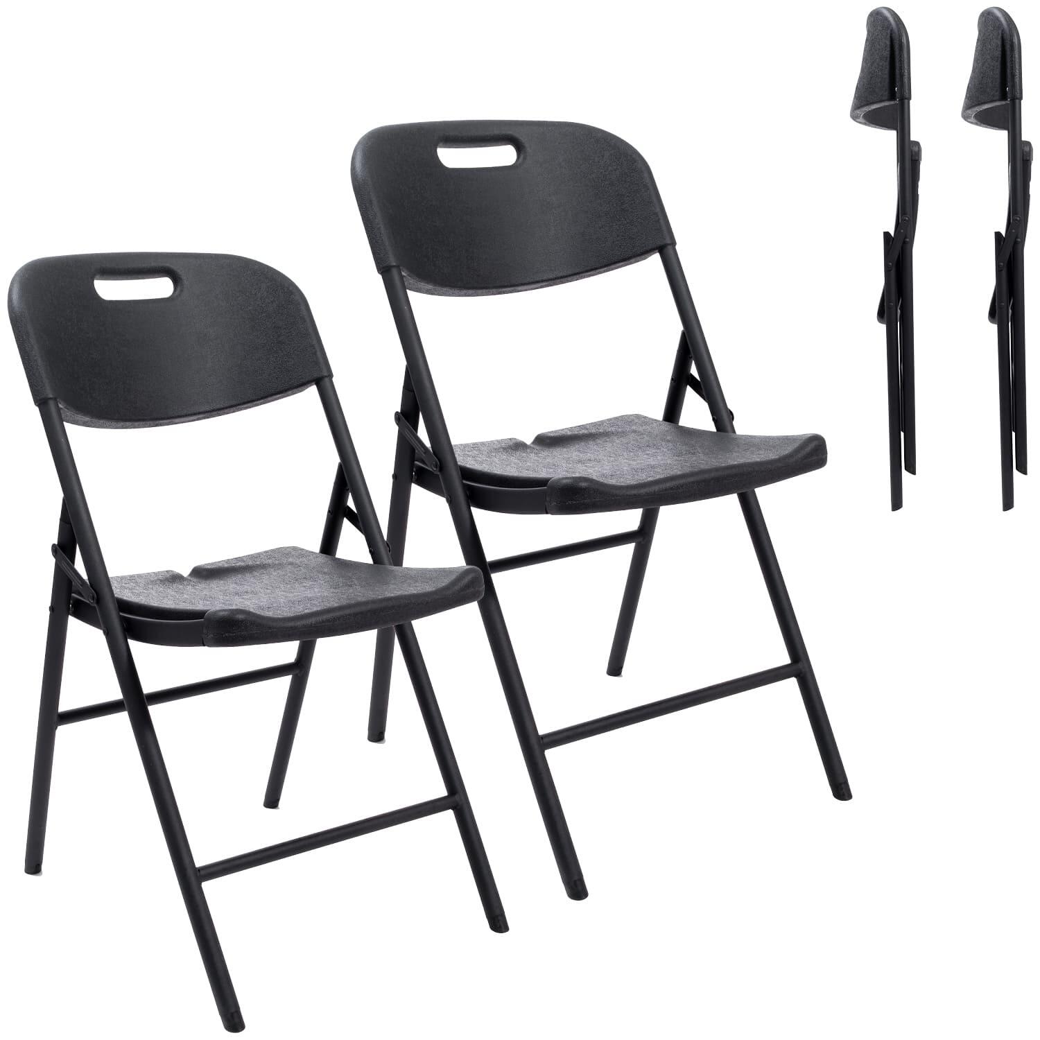 Cadeira dobrável masi - conjunto de 2 pretas - altura do assento 45 cm