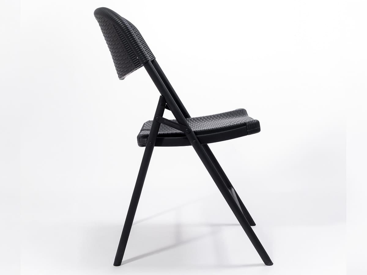 Sedia pieghevole Masi - Set da 4 in rattan nero - Altezza seduta 45 cm - Leggera 4/7