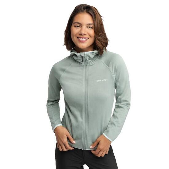 Giacca leggera in pile da escursionismo con cappuccio da donna Ember Green Verde