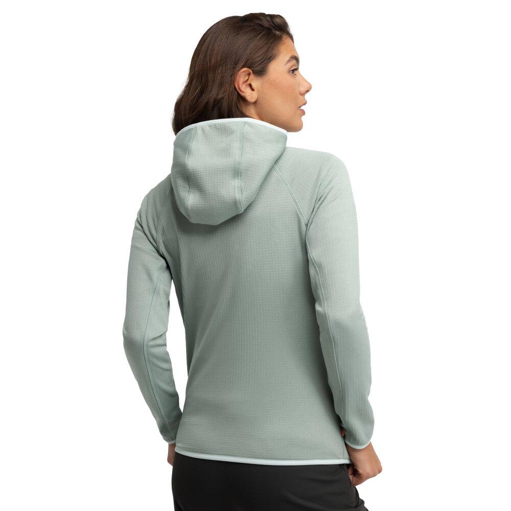 Veste polaire légère à capuche randonnée femme Ember Green Vert 2/7