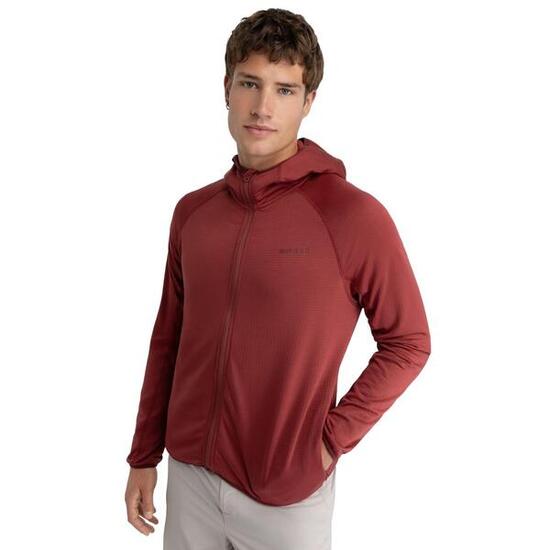 Giacca leggera in pile da escursionismo con cappuccio da uomo Stride Maroon Bord