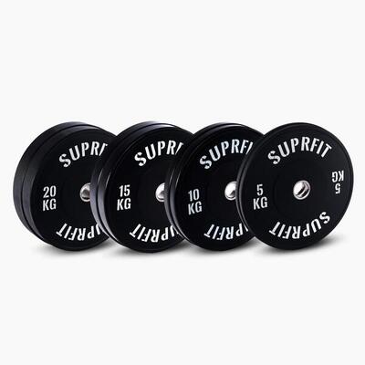 Suprfit econ bumper plate white logo set 100 kg