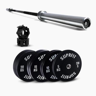 Suprfit econ white logo weightlifting sets - princess bar black