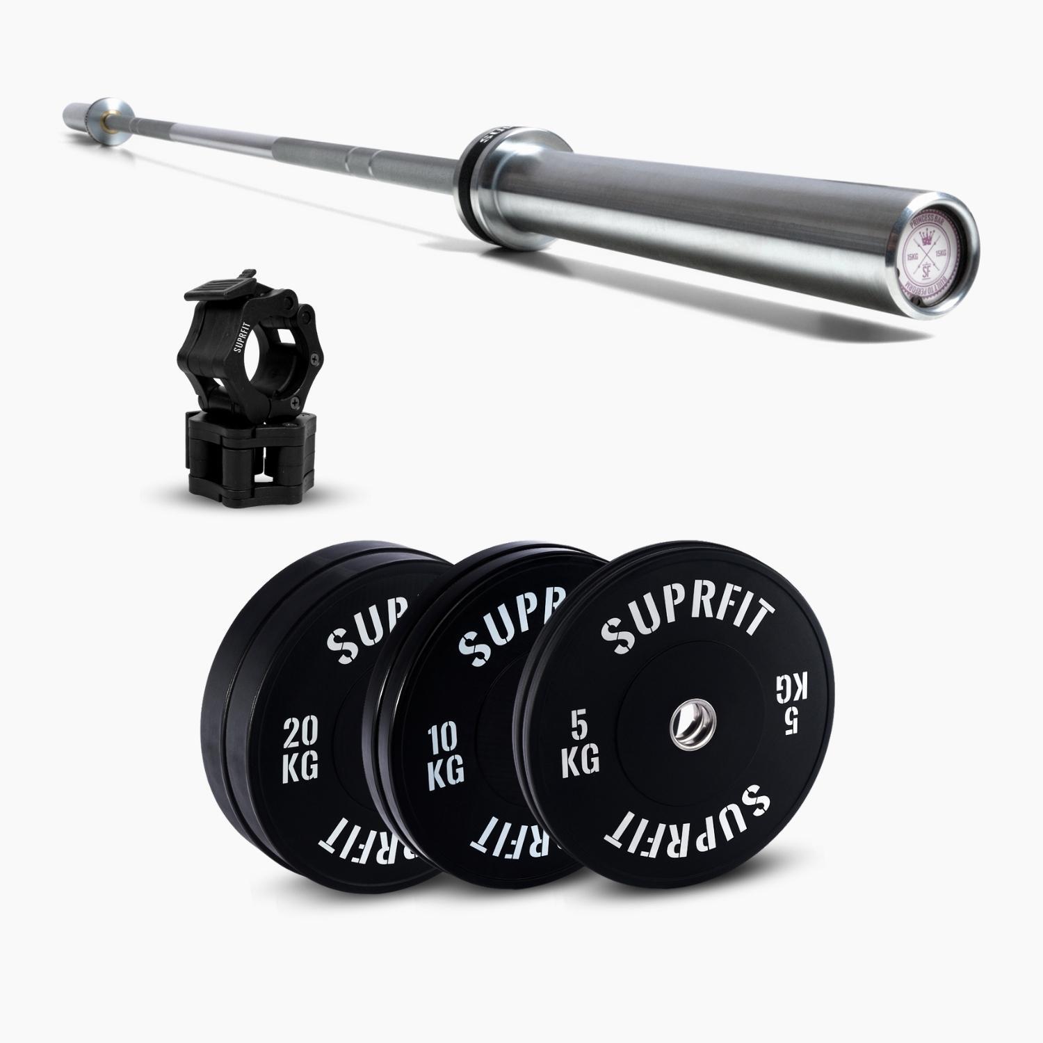 Suprfit Econ White Logo Weightlifting Sets - Princess Bar Chrome 1/7