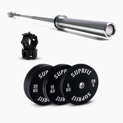 Suprfit econ white logo weightlifting sets - princess bar chrome