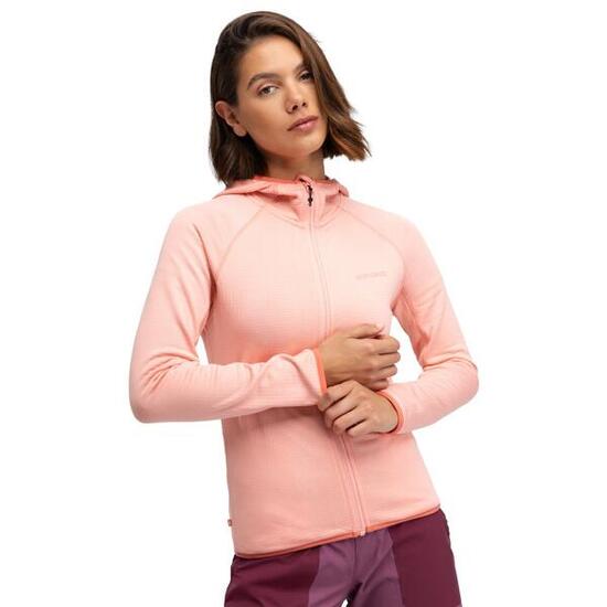 Giacca leggera in pile da escursionismo con cappuccio da donna Ember Pink Rosa