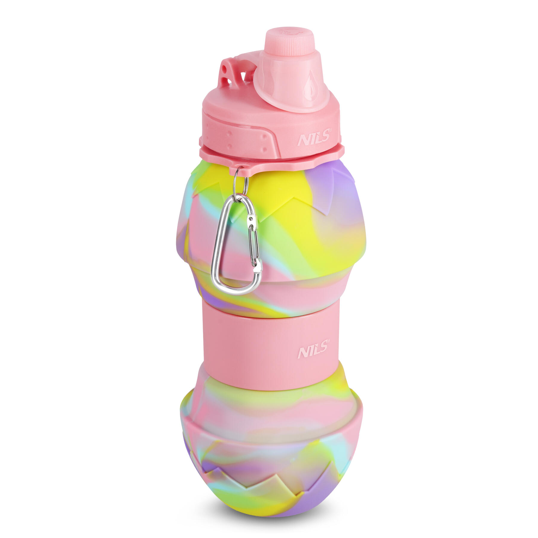 Nils - Gourde En Silicone Pliable Nils Nc4102 - Gourde - Jaune|rose - 750 Ml - Decathlon
