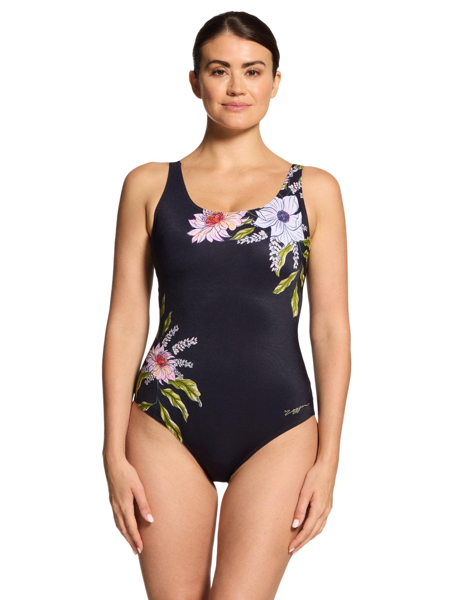 ZOGGS Zoggs Freesia Adjustable Scoopback Swimsuit - Black/Multi