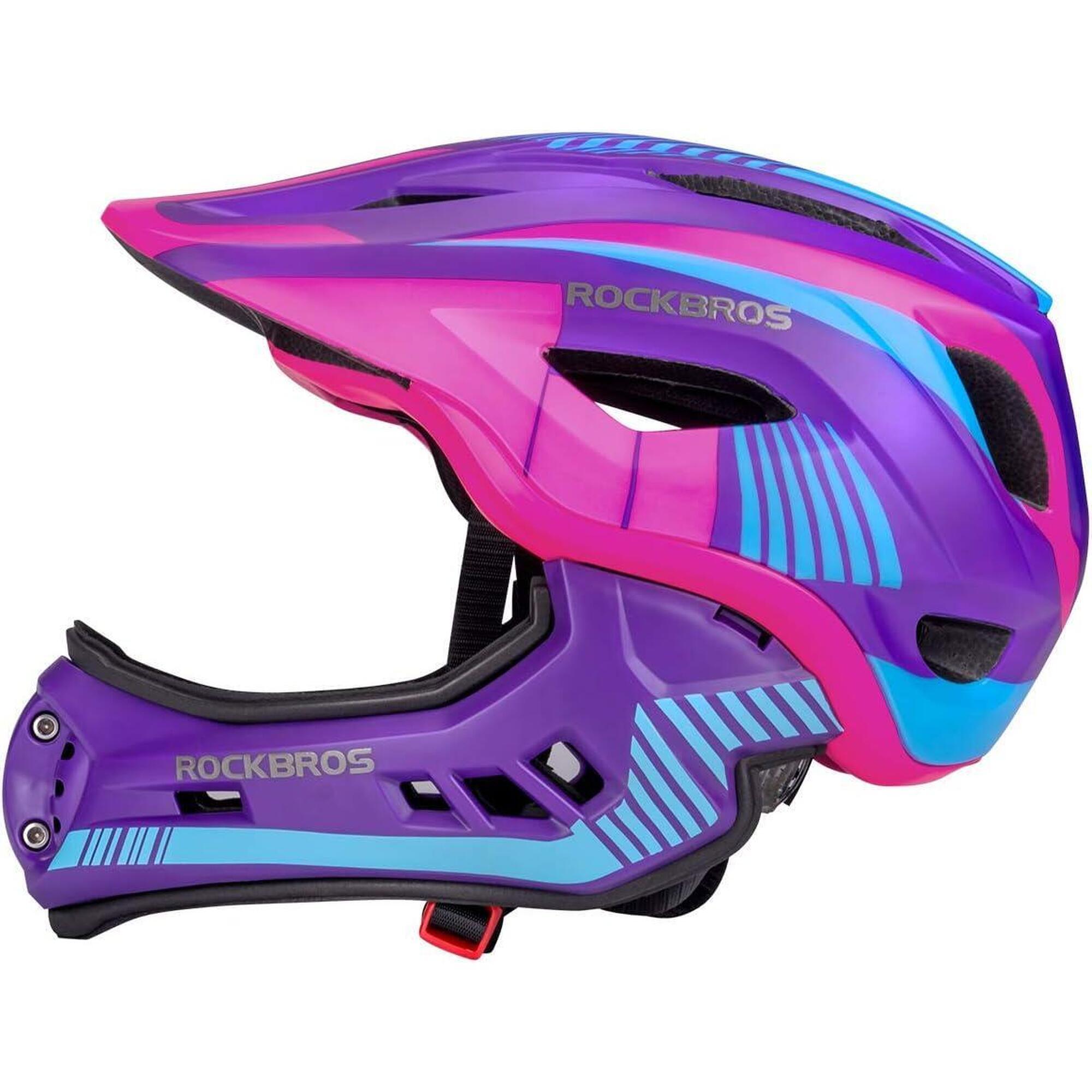 Rockbros - Rockbros Casque Bmx D'Enfant, Casques Intégral Vélo Vtt - Casque - Bleu|rose|violet - S/53 Cm - Decathlon
