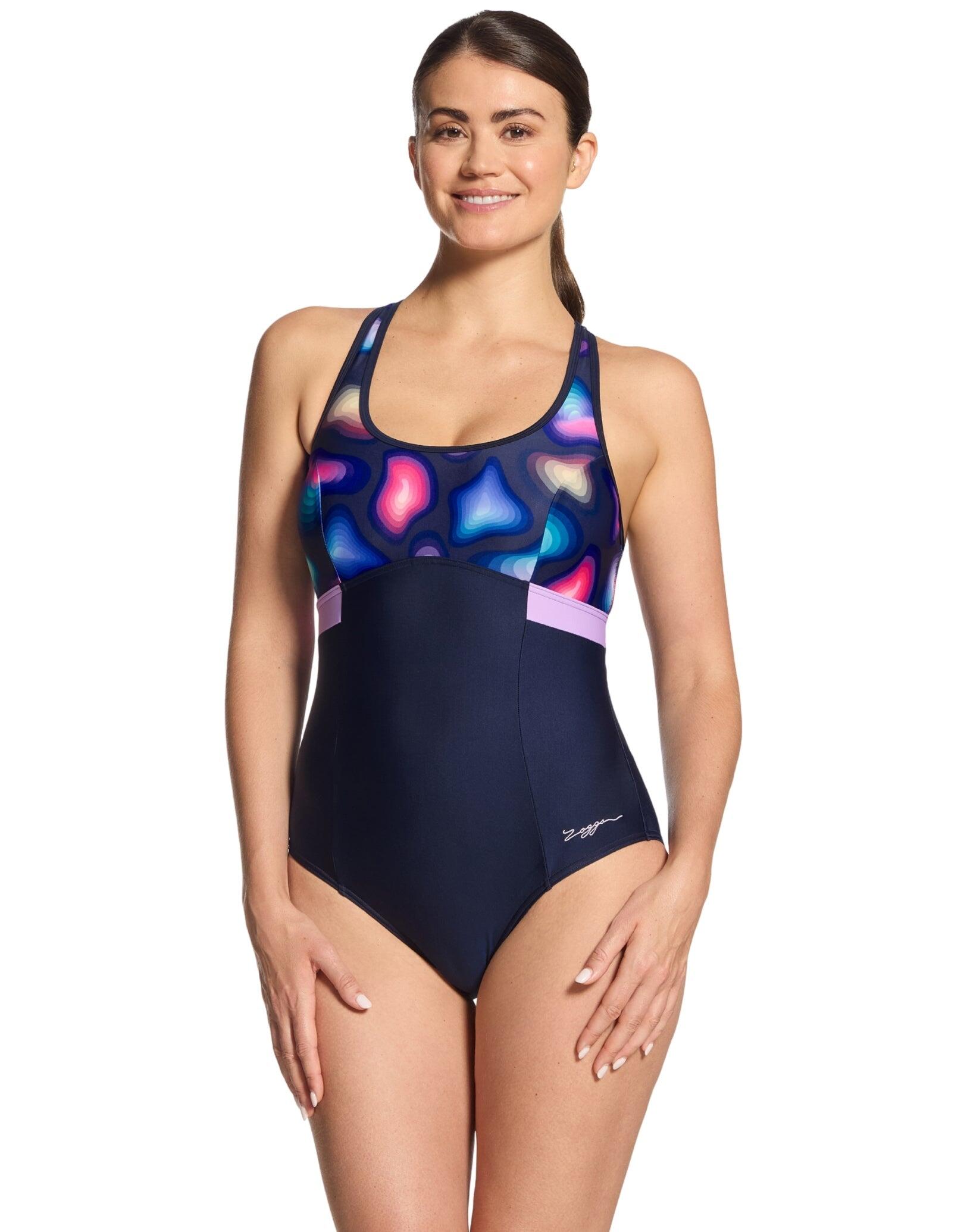 ZOGGS Zoggs Zephyr Dakota Printed Crossback Swimsuit - Navy/Multi