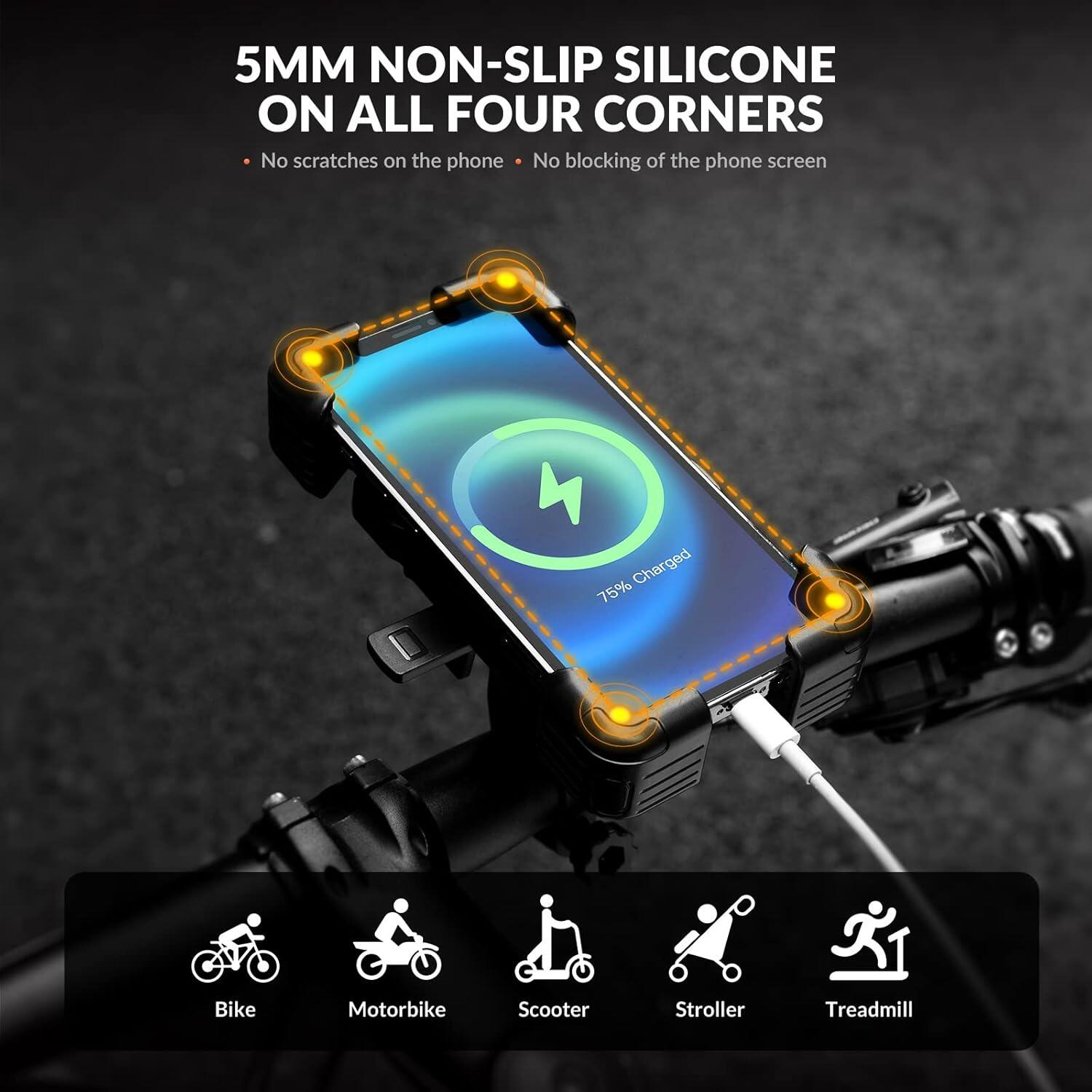 ROCKBROS Support Téléphone Vélo, Support Télephone Moto 360° Rotation 6/6