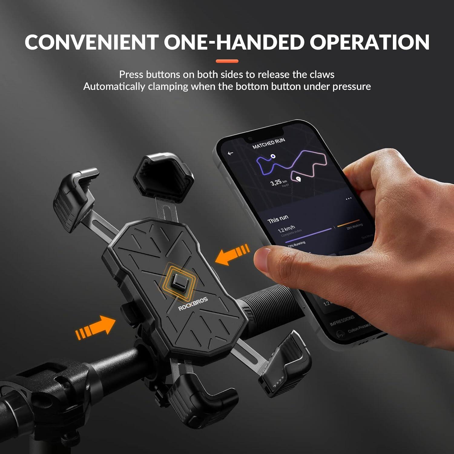 ROCKBROS Support Téléphone Vélo, Support Télephone Moto 360° Rotation 2/6