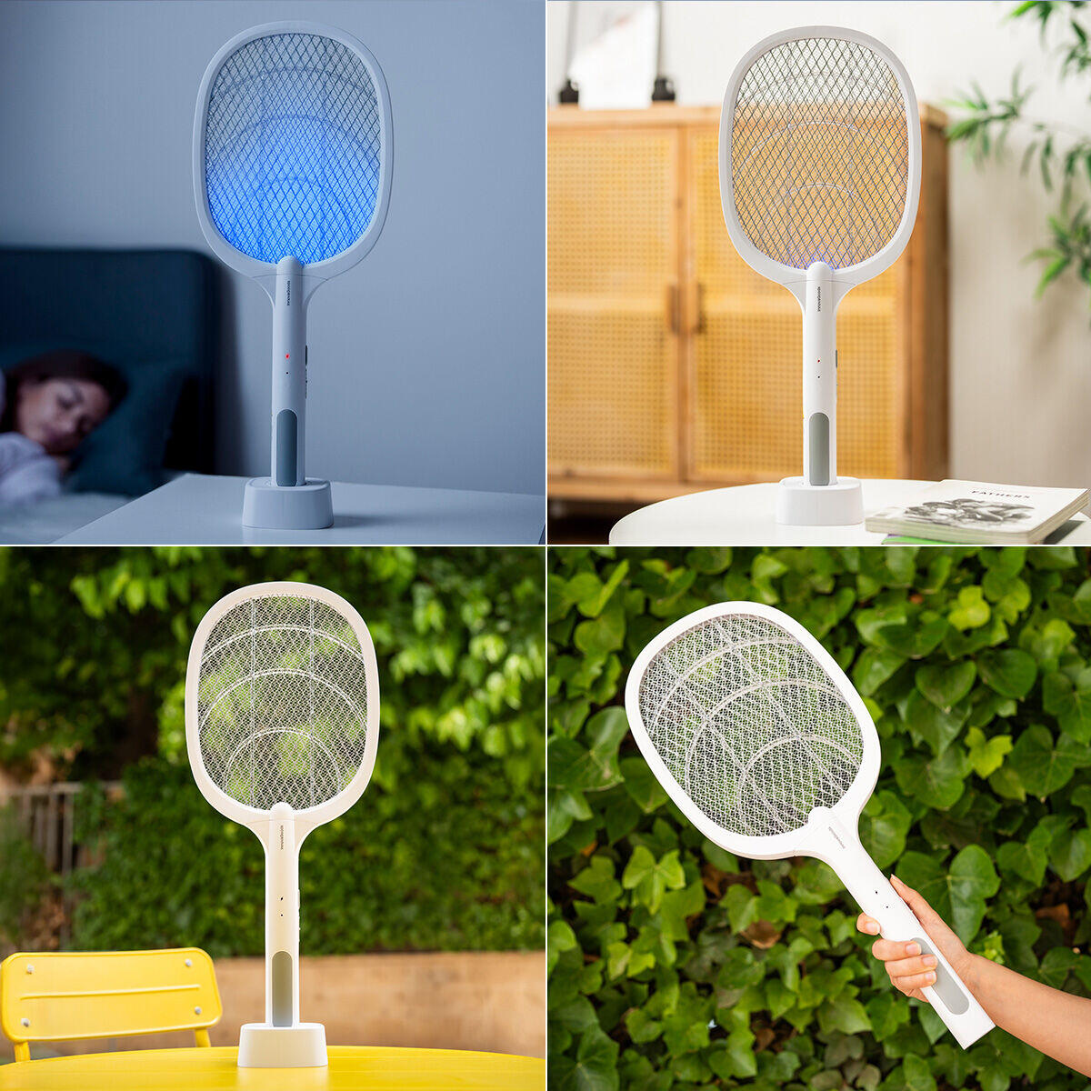 Raquette Anti-insectes Rechargeable 2 en 1 avec Lumière UV InnovaGoods Blanc 4/5