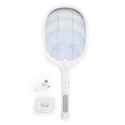 Raquette Anti-insectes Rechargeable 2 en 1 avec Lumière UV InnovaGoods Blanc
