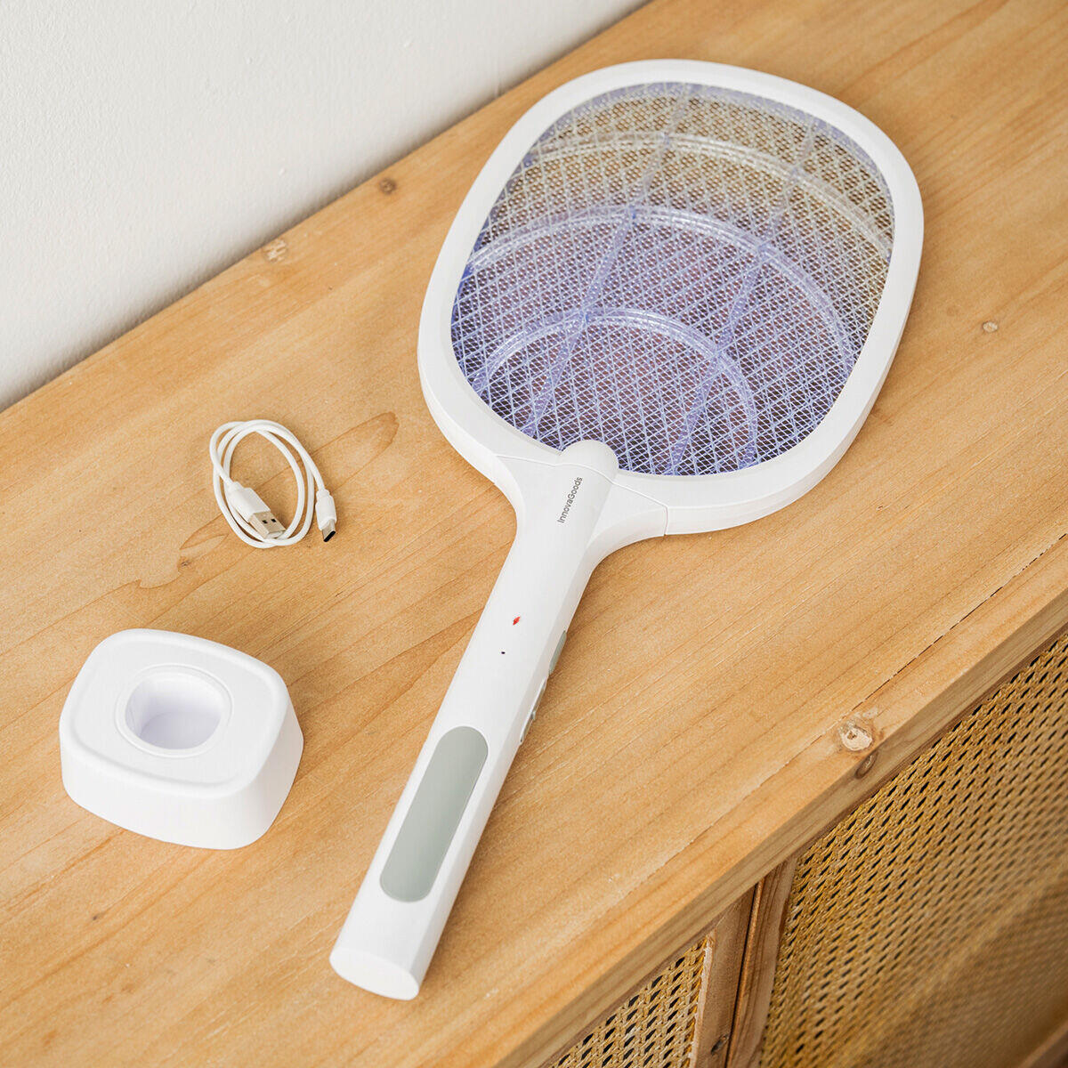 Raquette Anti-insectes Rechargeable 2 en 1 avec Lumière UV InnovaGoods Blanc 2/5