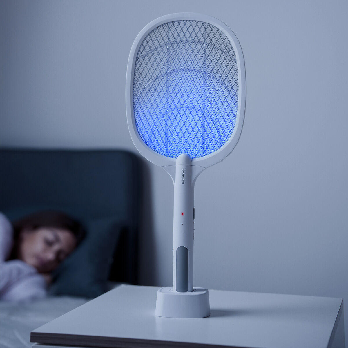 Raquette Anti-insectes Rechargeable 2 en 1 avec Lumière UV InnovaGoods Blanc 3/5