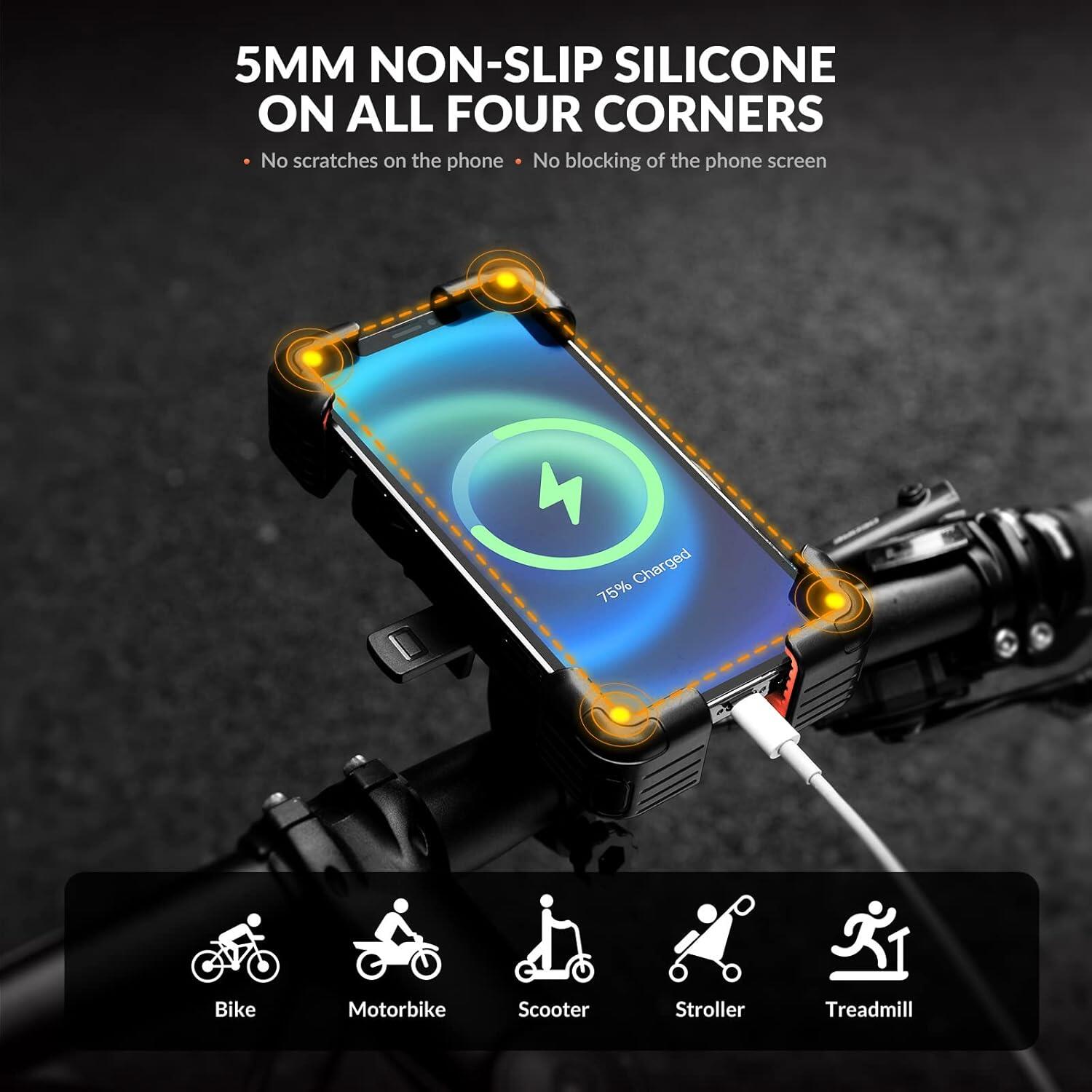 ROCKBROS Support Téléphone Vélo, Support Télephone Moto 360° Rotation 6/6