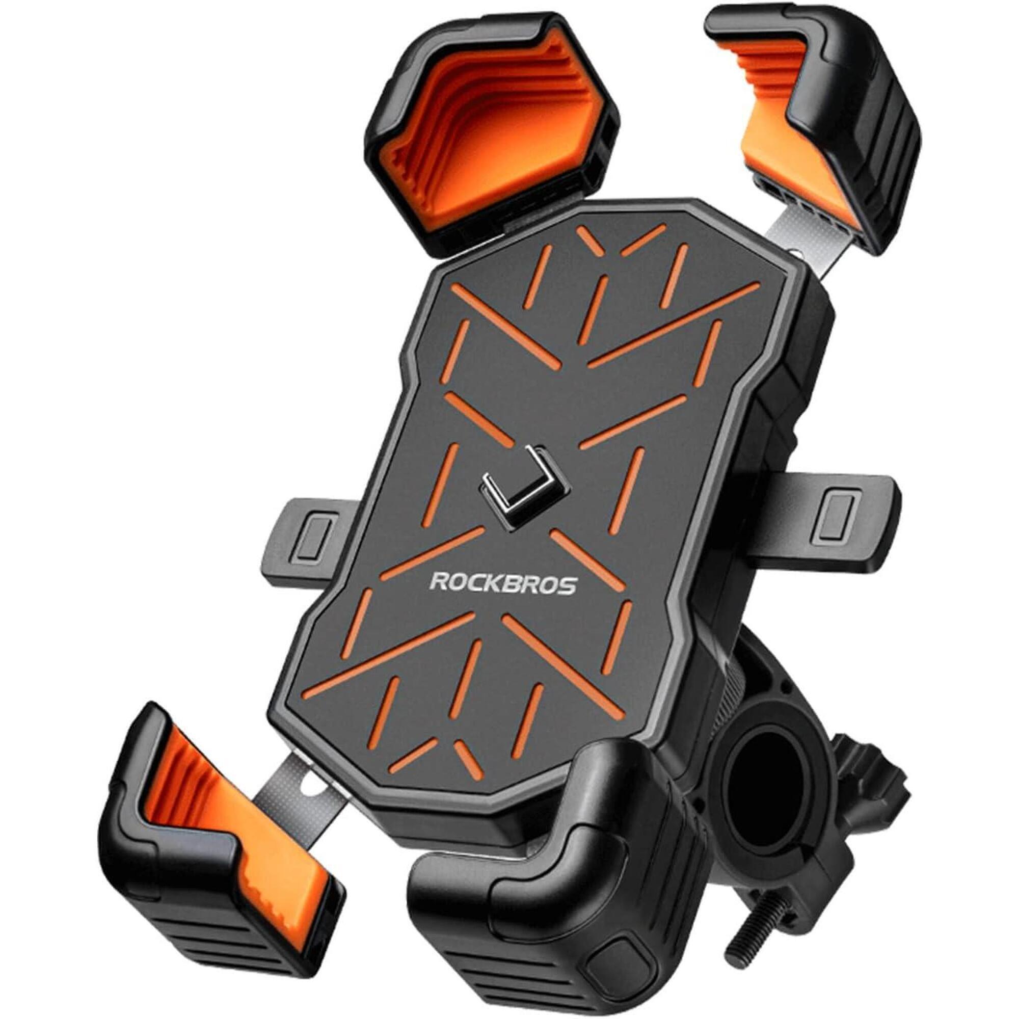Rockbros - Rockbros Support Téléphone Vélo, Support Télephone Moto 360° Rotation - Support Smartphone - Noir|orange - Taille Unique - Decathlon
