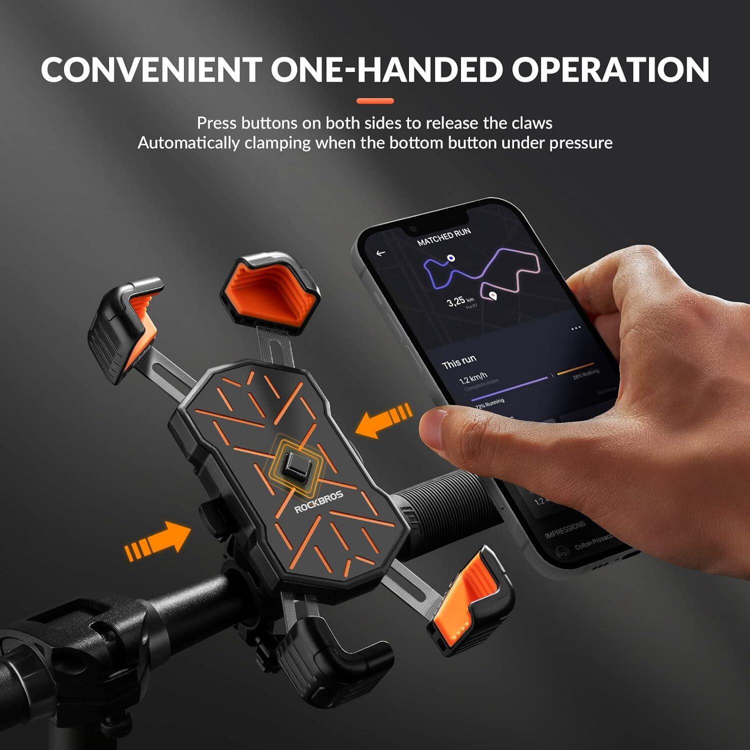 ROCKBROS Support Téléphone Vélo, Support Télephone Moto 360° Rotation 2/6