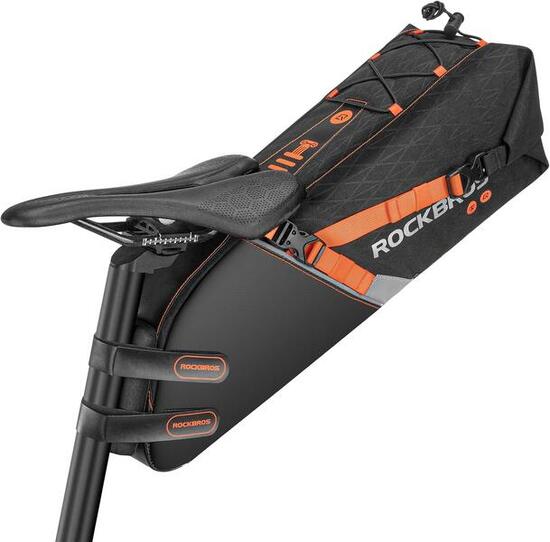 ROCKBROS Sacoche de Selle Étanche, Arrière Pliante 10L Grande Capacité