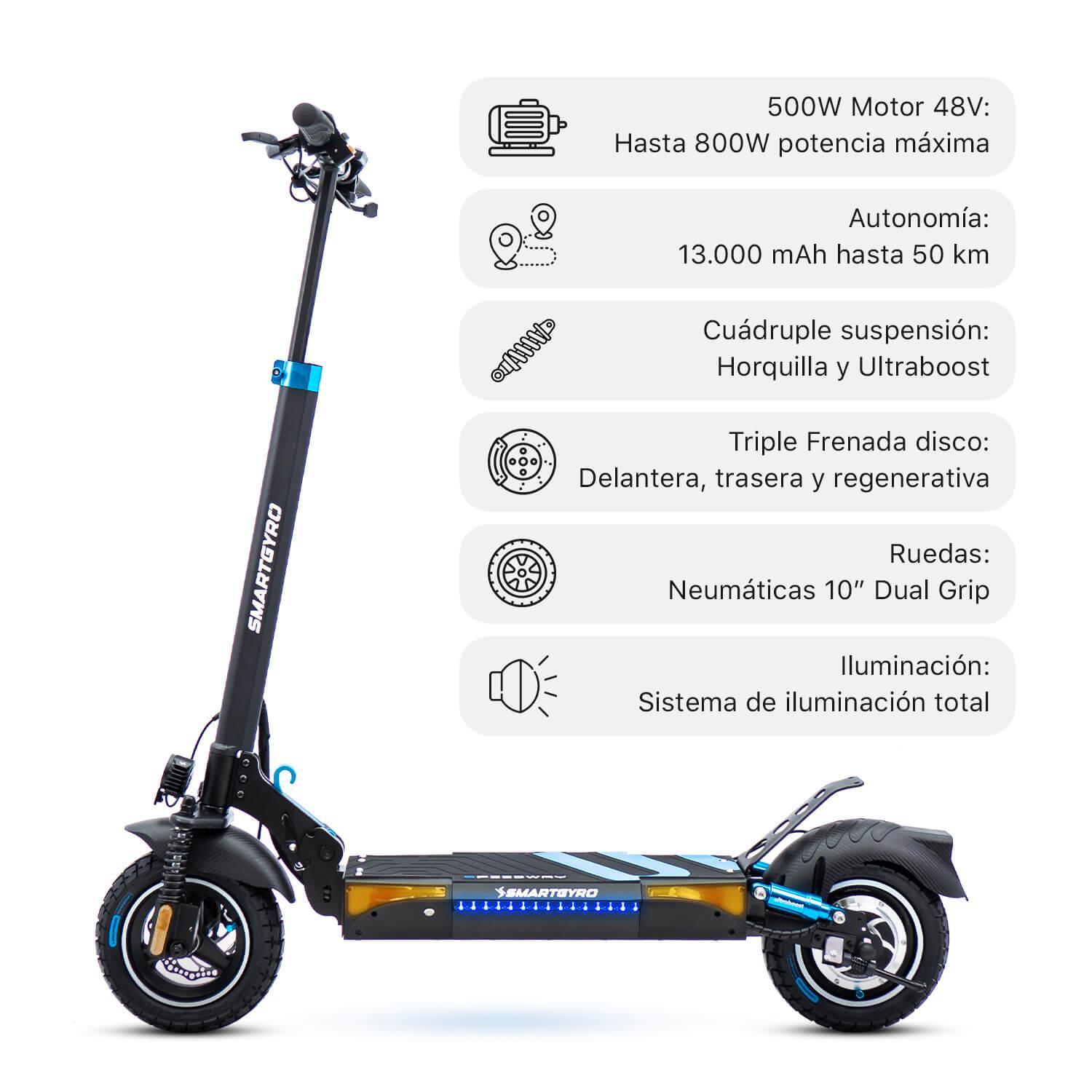 Patinete Eléctrico smartGyro Speedway C, Motor de 800W 48V, Certificado DGT 2/7