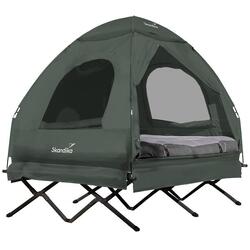 Seconde vie - Lit de camp Haug avec tente dôme et matelas gonflable - 2 pers