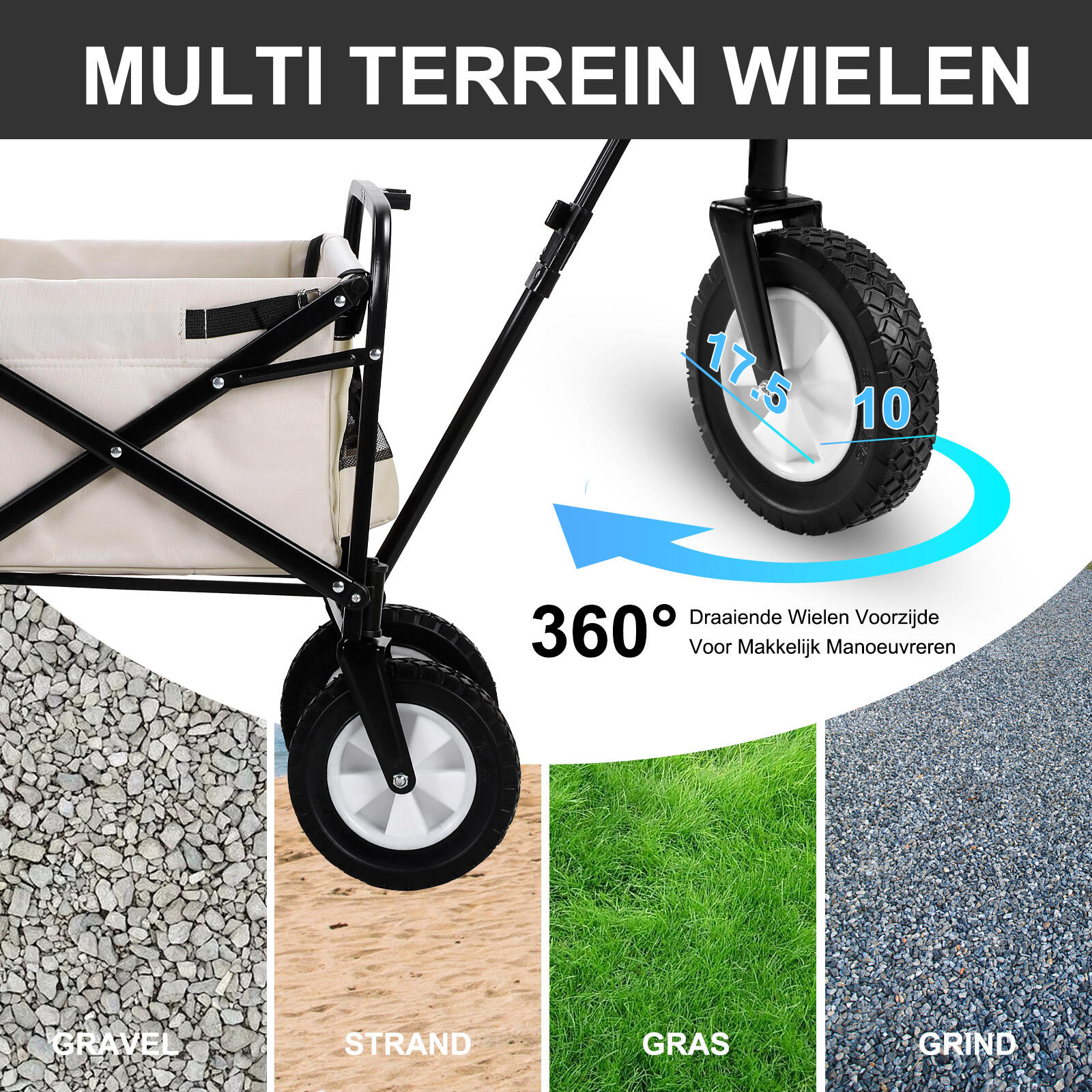 Packaway Opvouwbare Bolderkar Taupe 70kg 2/7