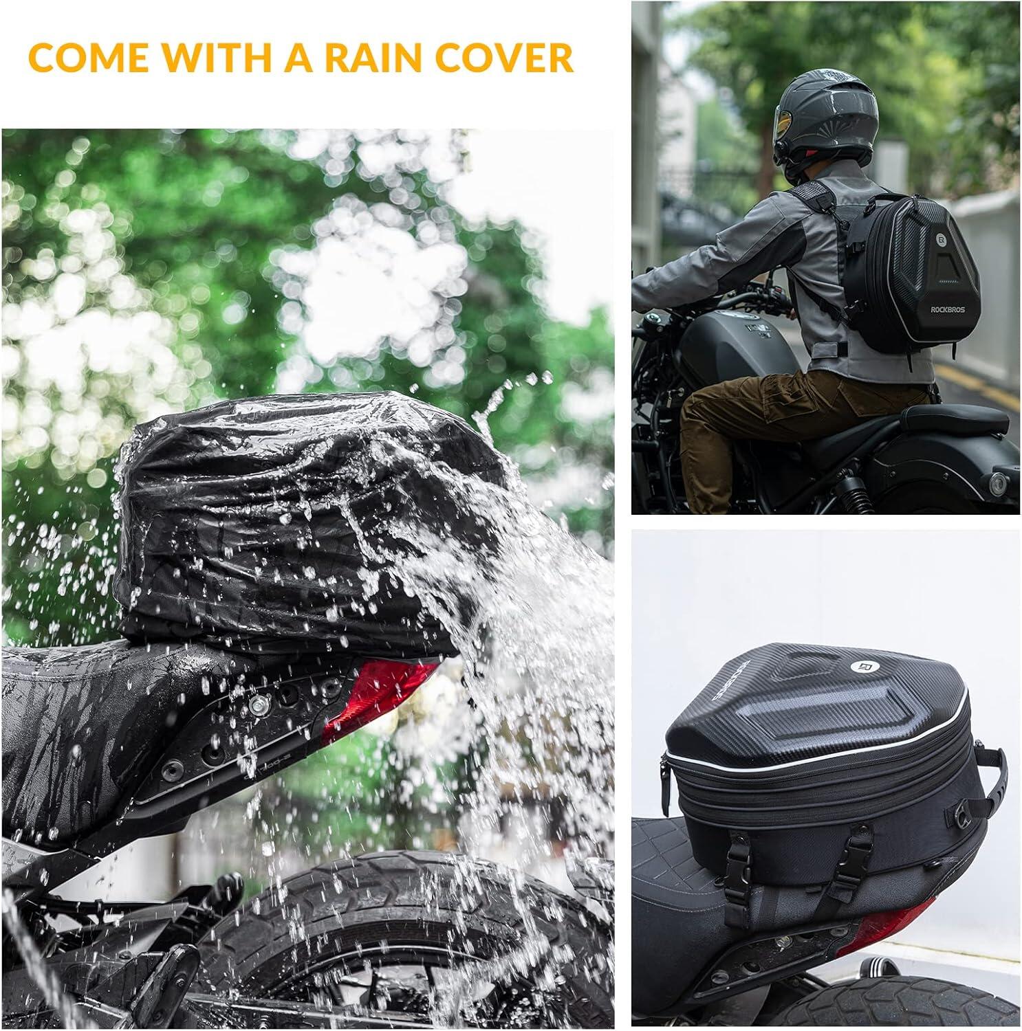 ROCKBROS Sac de Selle Moto Universel 30-35L Top Case de Grande Capacité 3/8