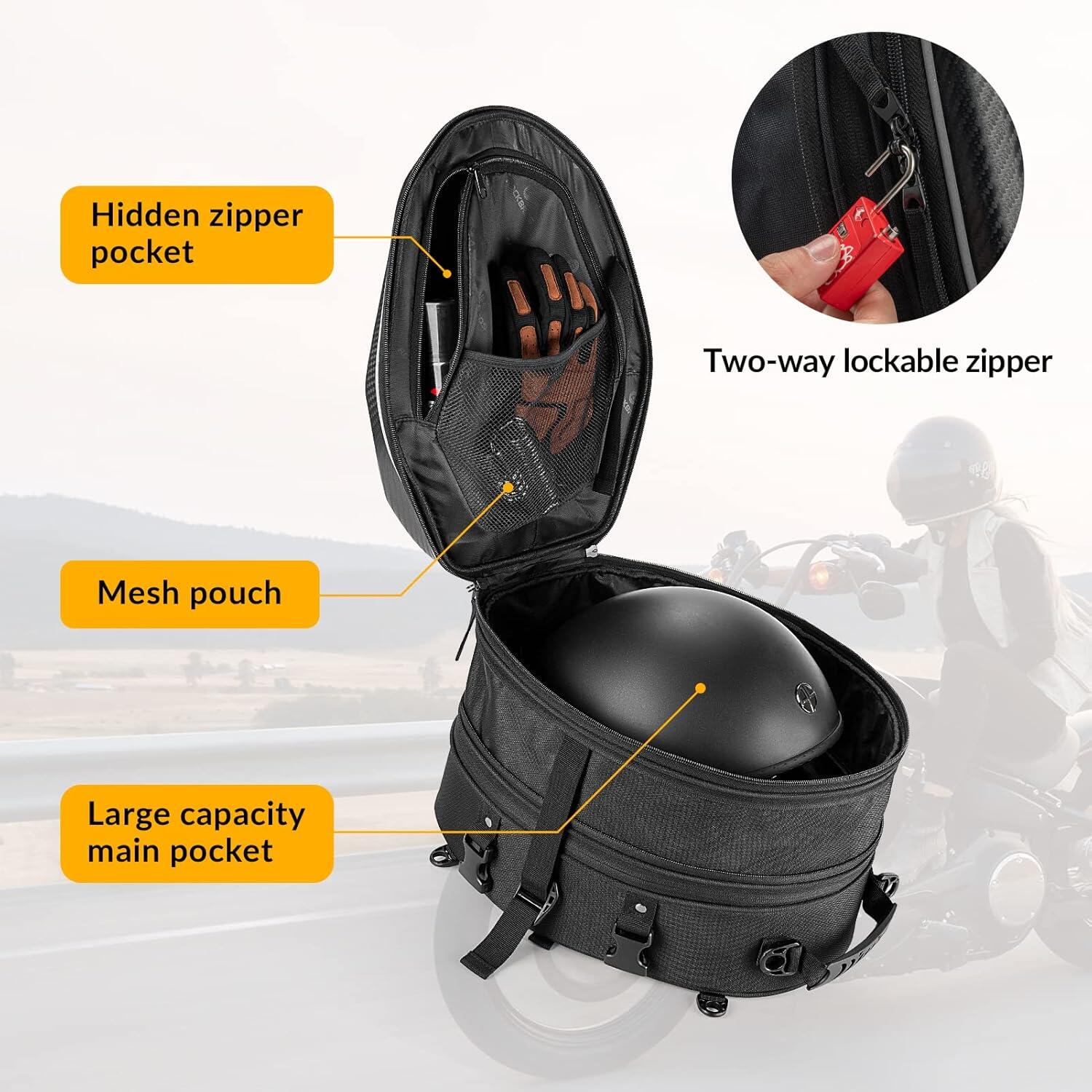 ROCKBROS Sac de Selle Moto Universel 30-35L Top Case de Grande Capacité 2/8