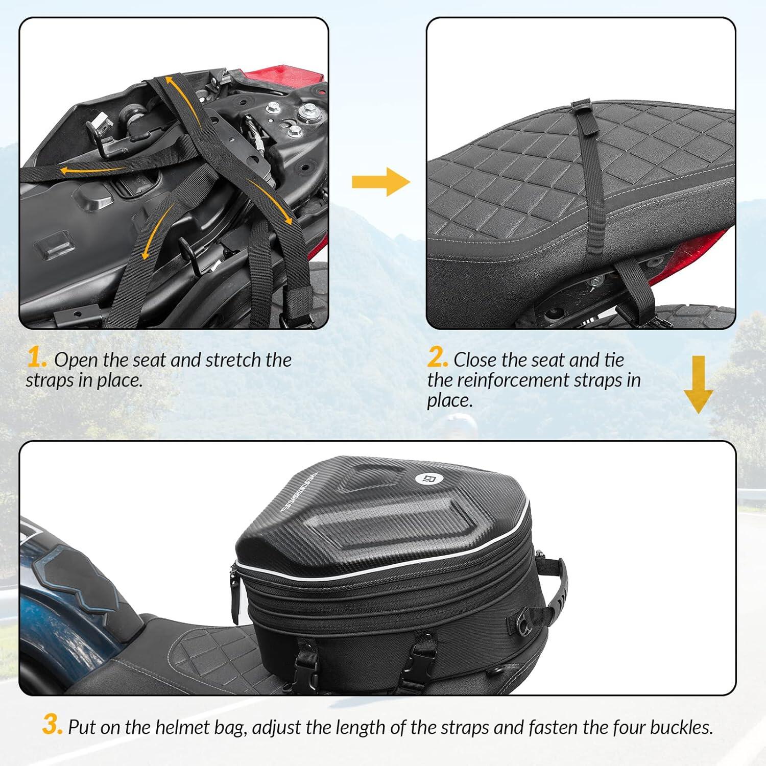 ROCKBROS Sac de Selle Moto Universel 30-35L Top Case de Grande Capacité 7/8