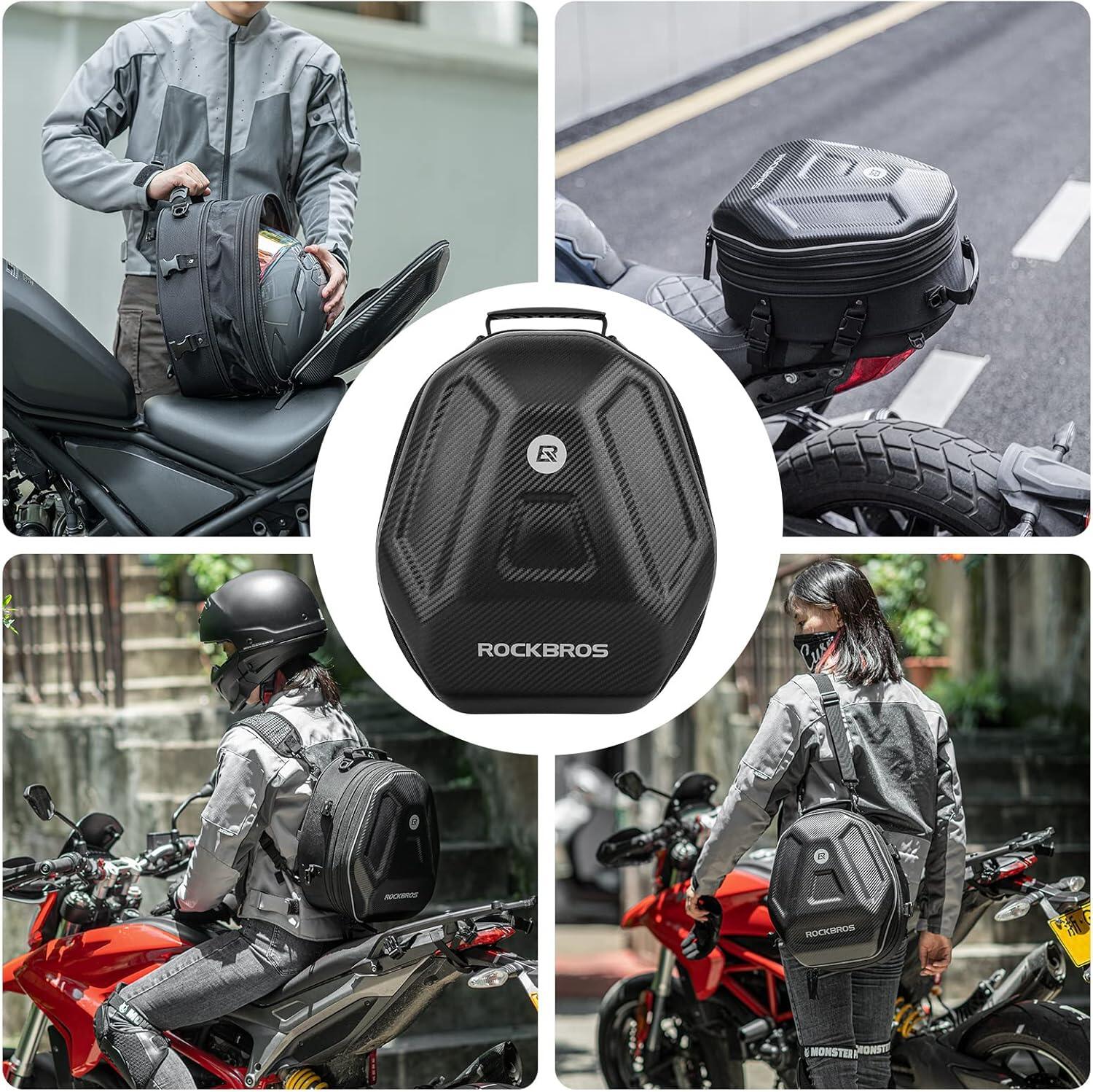 ROCKBROS Sac de Selle Moto Universel 30-35L Top Case de Grande Capacité 6/8