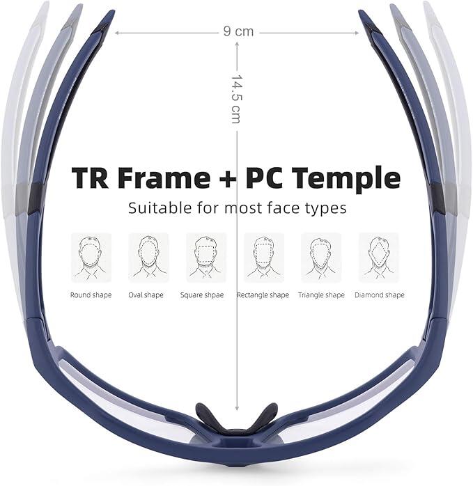 ROCKBROS Smart Tint Rechthoekige Heldere Fietsbril 2/6