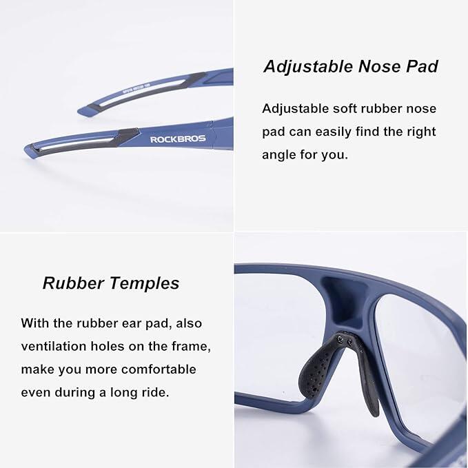 ROCKBROS Smart Tint Rechthoekige Heldere Fietsbril 4/6