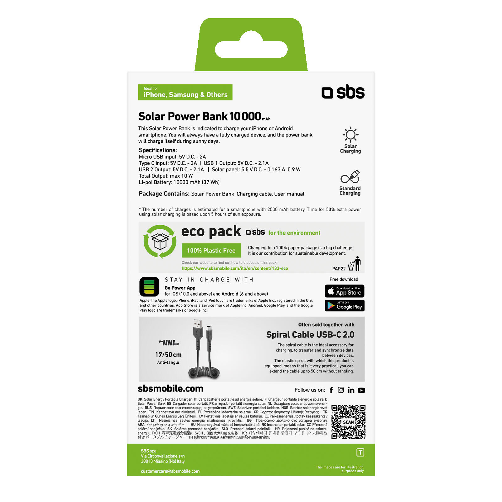 Power Bank Solare 10.000 mAh per ricarica rapida - 4 Porte USB 7/7