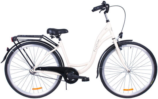 Rower miejski 28 Fuzlu City S1 kremowo-czarny